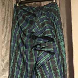 J Crew Collection Tartan Plaid Ruffle Skirt Size 0